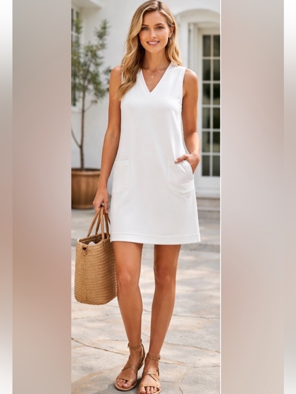 NEW! SPANX AirEssentials V-Neck Mini
Dress Quiet Luxury Size Small